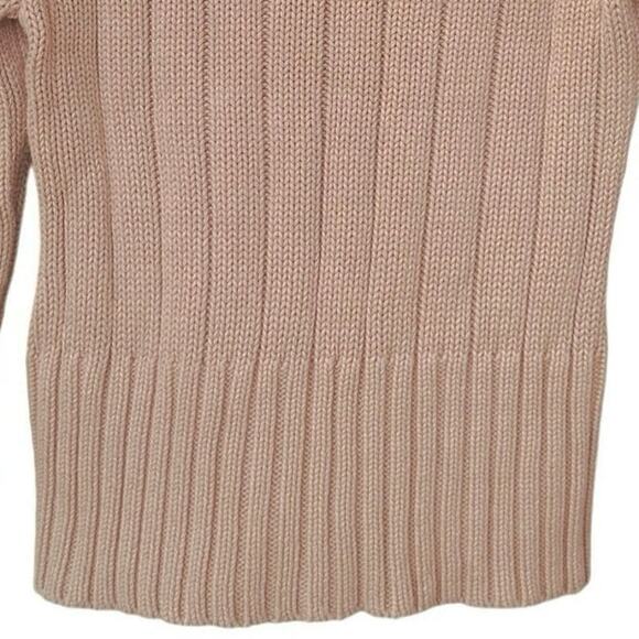 Vintage Old Navy Cable Knit Sweater 100% Cotton 3/4 Sleeves Size Medium Tan - Picture 13 of 15